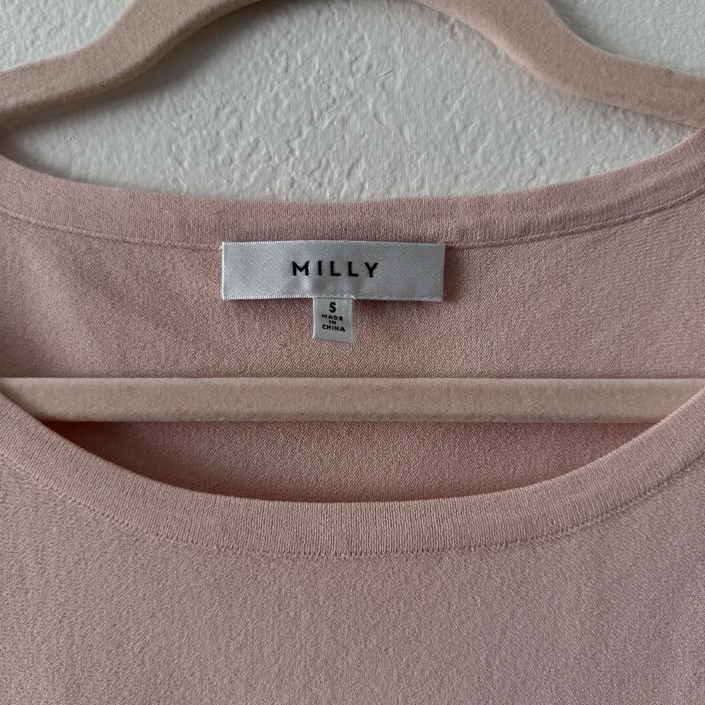 Milly Elastic Tie Hem Pink Top Boat Neck Oversized Size Small - Picture 7 of 11